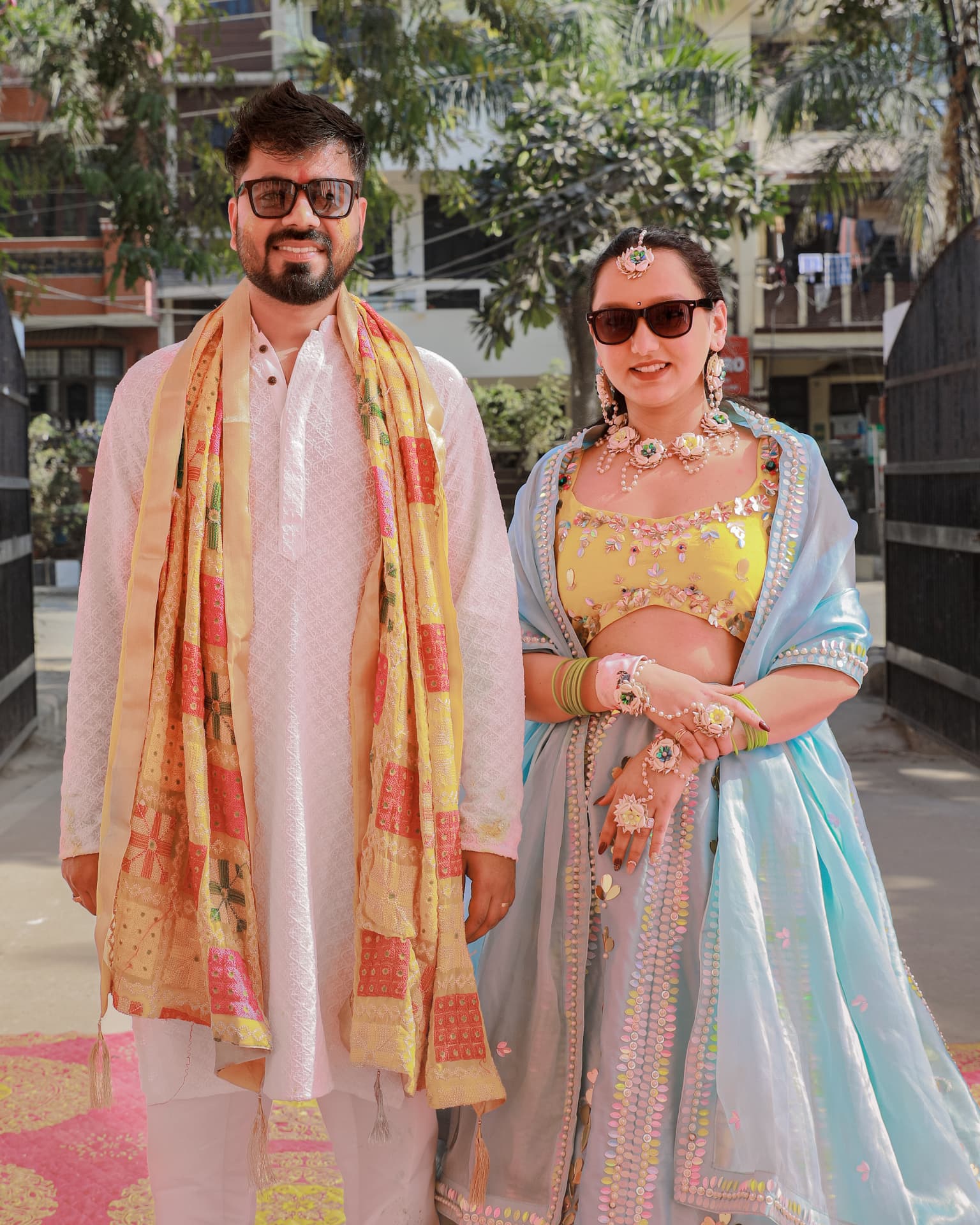 Anand and Soumya at their haldi ceremony in Sector 31, Gurugram